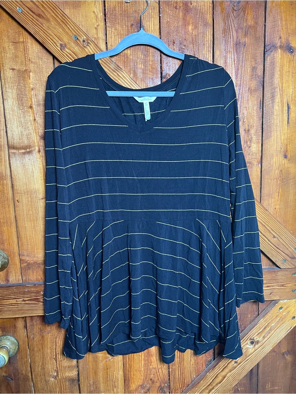 Matilda Jane Black V-Neck Long Sleeve Tunic with Gold Stripes